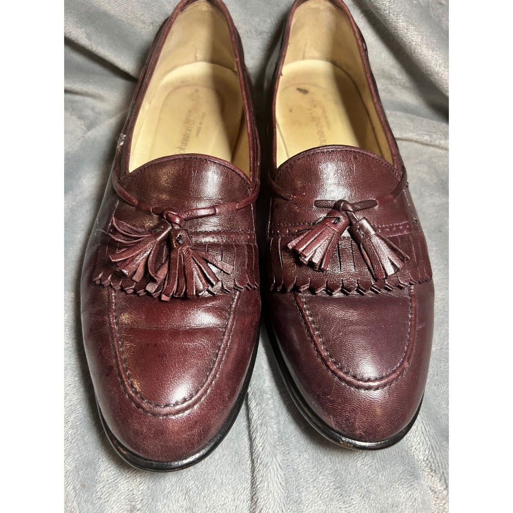 Johnston &‎ Murphy Burgundy Leather Tassel Loafers Men's Size 11M Made in Italy